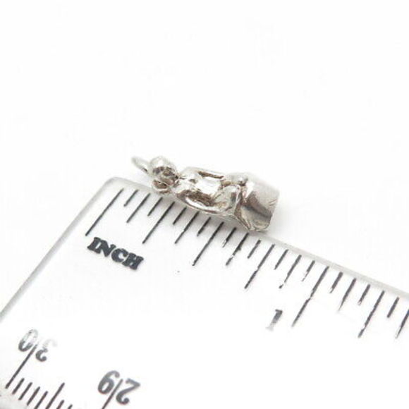 925 Sterling Silver Vintage Naked Sitting Girl Charm Pendant - Picture 3 of 8